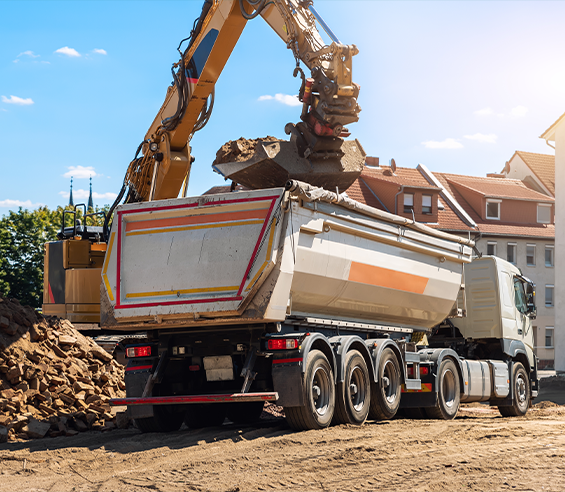 Dump truck on a construction site.